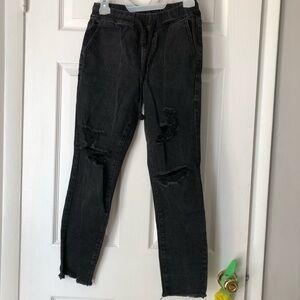 YMI Denim Black Cargo Style Distressed Jeans Black